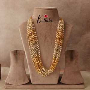 Multi lines Pearls-golden pearls maala LH695