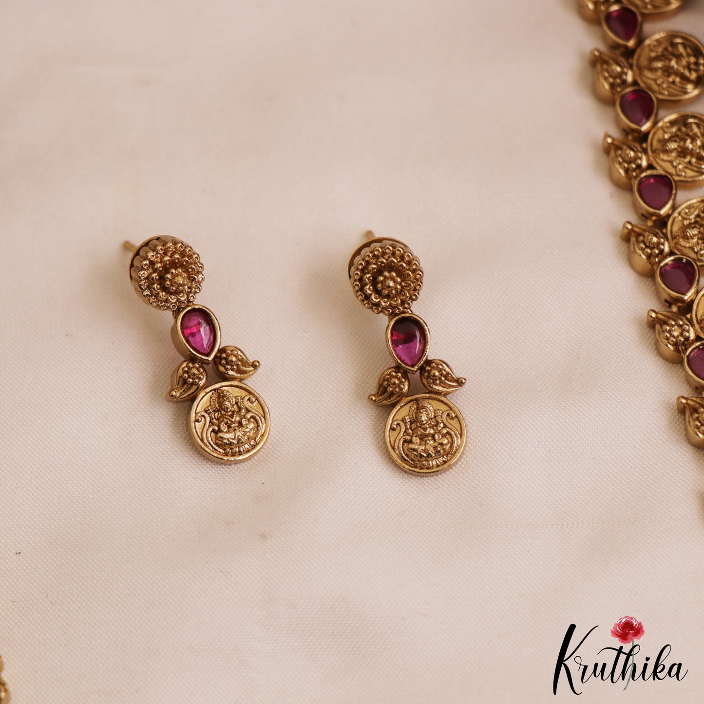 Premium Antique Lakshmi Motifs Kasu Jadau Haaram LH2111