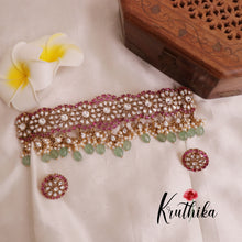 Royal Kempu Kundan Chocker with pastel green beads NC1923