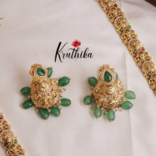 Grand Traditional Temple Lakshmi and Peacock Design Jadau Haaram LH1894 (Available in 2 Colours Beads)