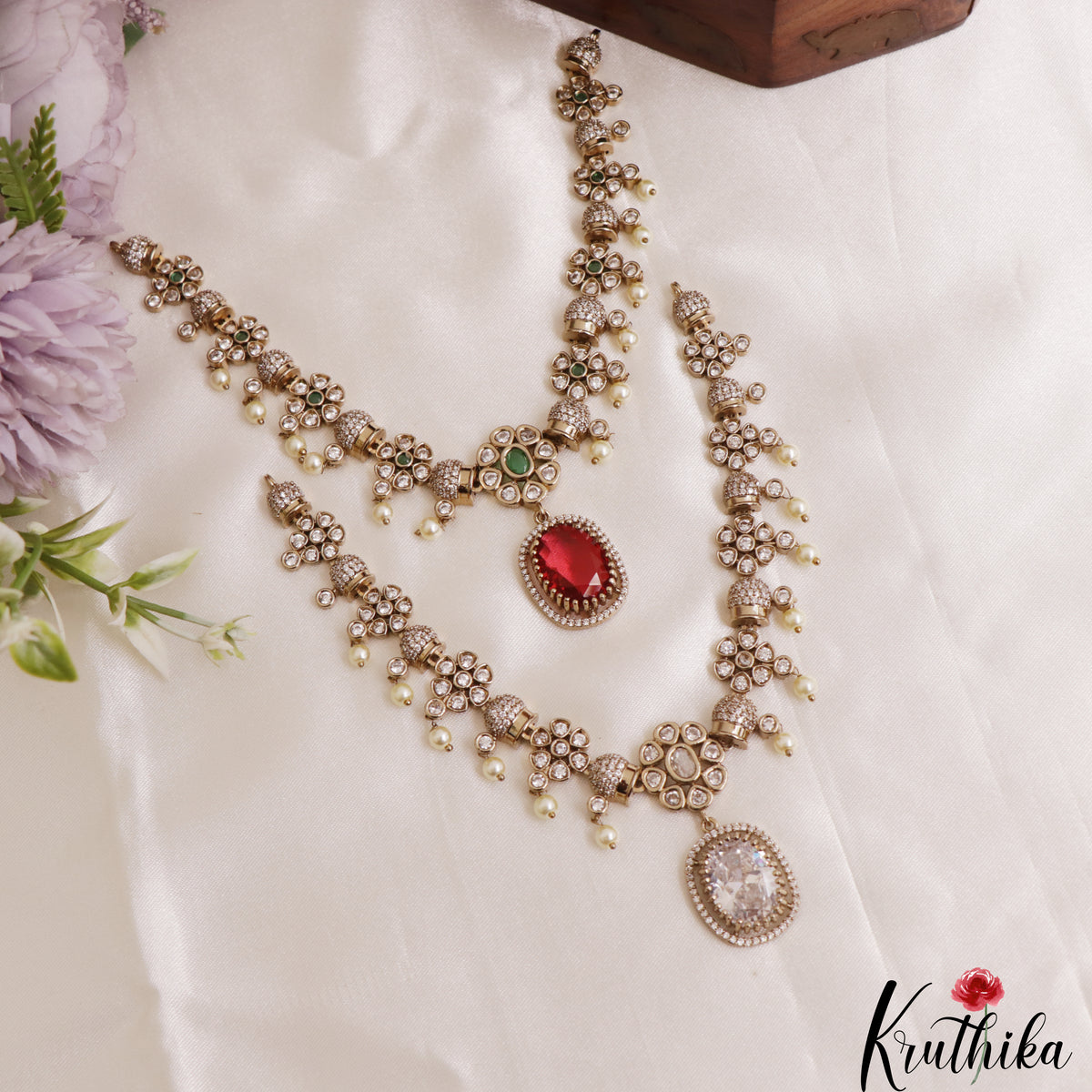 Pretty AD/Victorian Necklace NC1809 ( Available in 5 Colours)