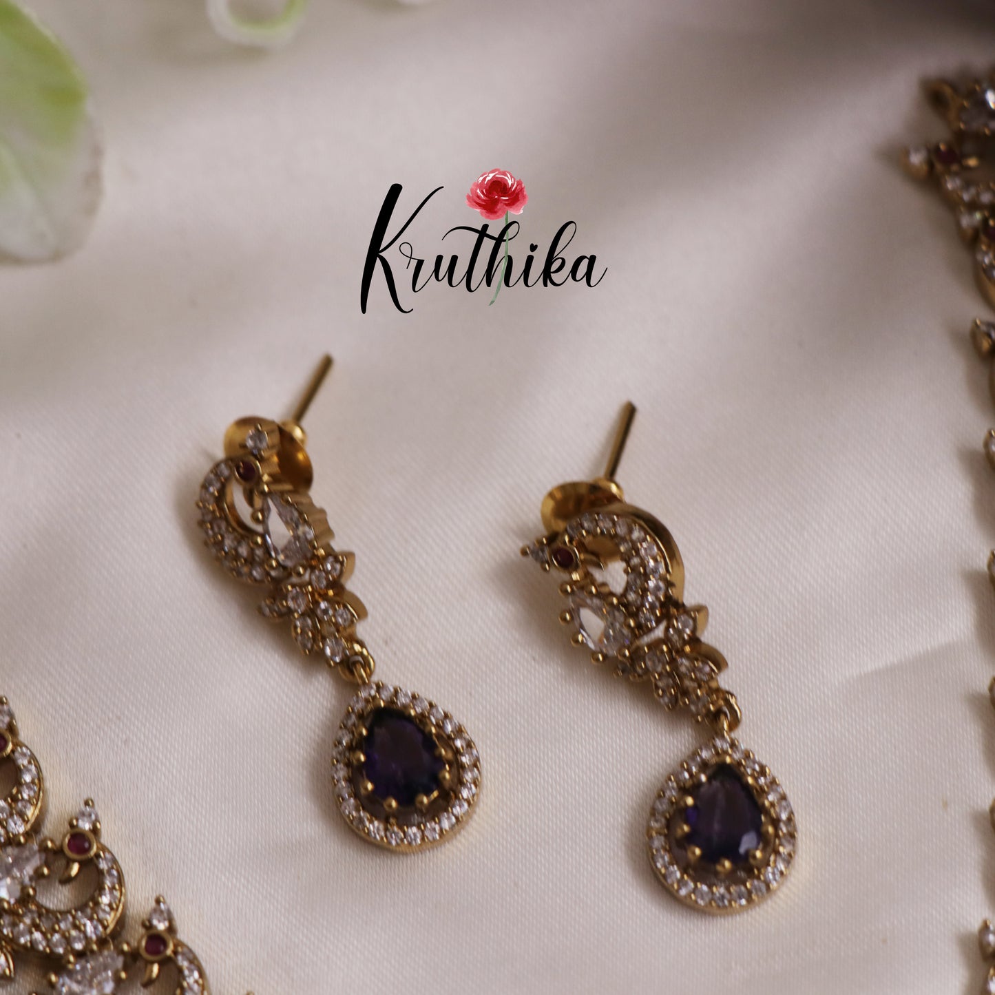 Dreamy Peacock AD Victorian Necklace NC2519 (Available In 5 Colours)