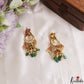 Beautiful Peacock Motifs Kemp Jhumkas With Green Bead Drops E1215