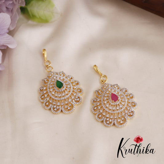 Trendy CZ Teardrop Motifs Maang Tikka MT322 (Available In 2 Colors)