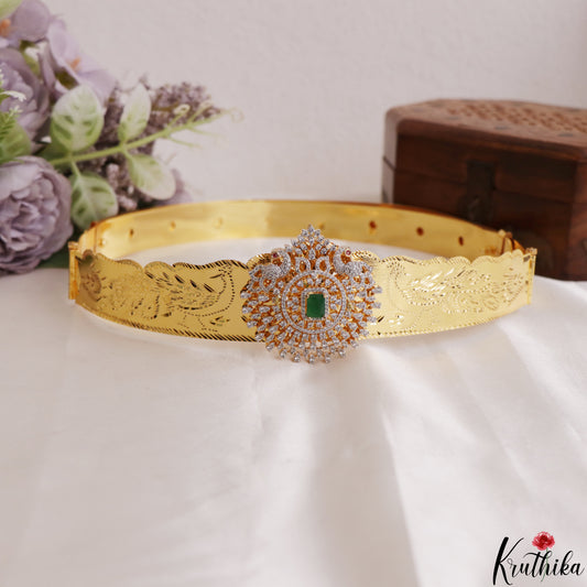 Sparkling Peacock Motifs CZ Kids Hip Belt V382 (Size Adjustable - 20 to 32)|(Available In 2 Colors)