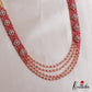 Classic Multi Layered Crystal & Pearl Haaram With Floral Accents LH2128 (Available In 8 Colors)
