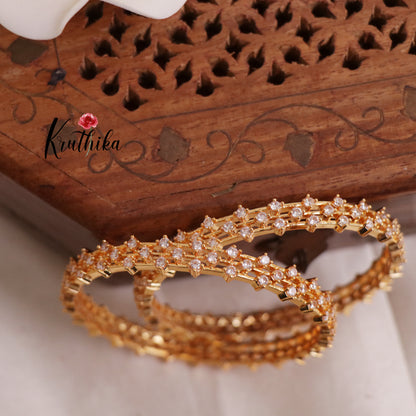 Classic AD Triple Row Geometric Sparkling Bangles B377 (Set Of 2)