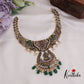 Royal Bridal Temple Lakshmi Pendant Necklace with Green Beads Drops NC2340