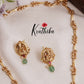 Elegant Temple Lakshmi Jadau Necklace with Pastel Green Beads NC2075