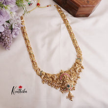 Grand Traditional Temple Lakshmi and Peacock Design Jadau Haaram LH1894 (Available in 2 Colours Beads)