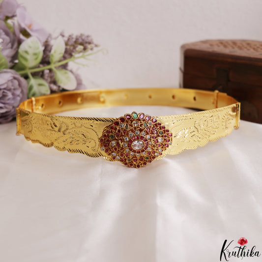 Elegant Antique Floral Motifs Kemp Hip Belt V383
