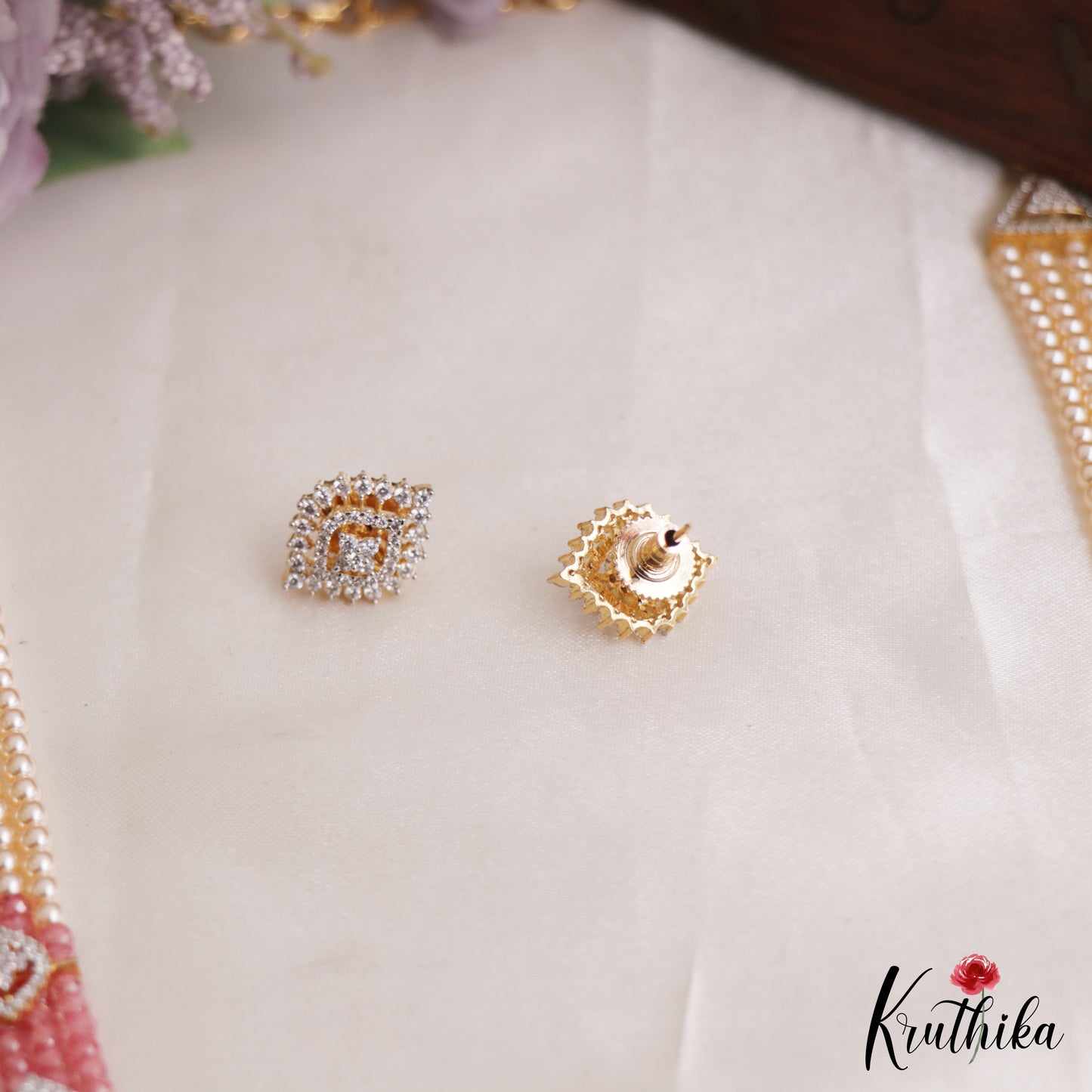 Classic Multi Layered Crystal & Pearl Haaram With Floral Accents LH2128 (Available In 8 Colors)