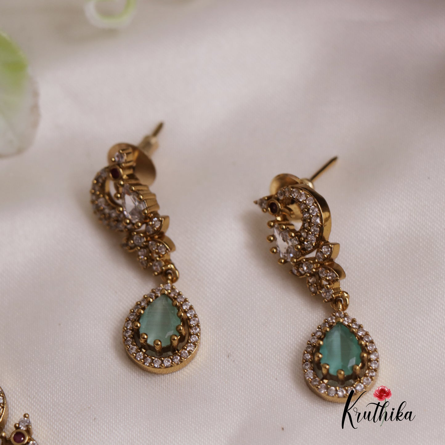 Dreamy Peacock AD Victorian Necklace NC2519 (Available In 5 Colours)