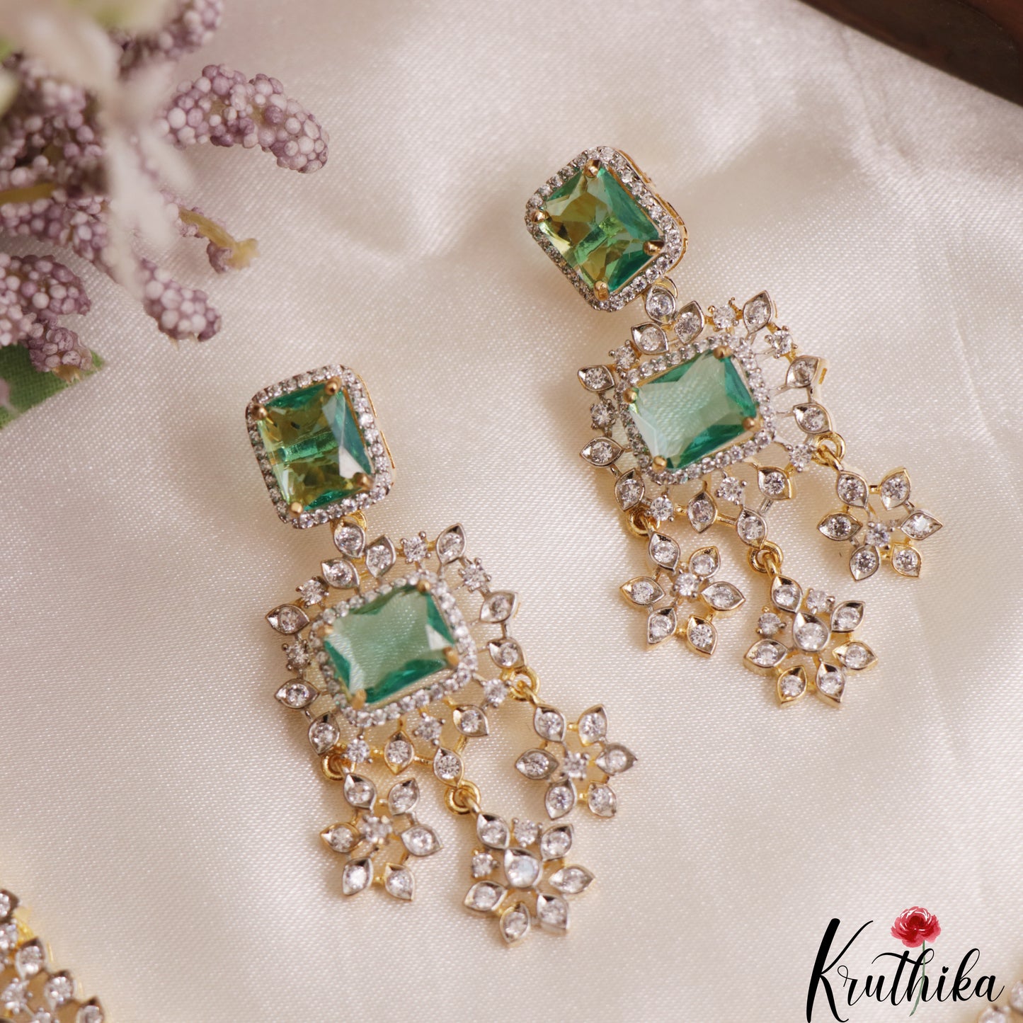 Sparkling Geometric Floral Motifs CZ Victorian Necklace NC3085