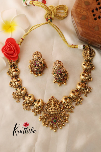 Stunning Lakshmi Peacock Kempu Necklace NC1311