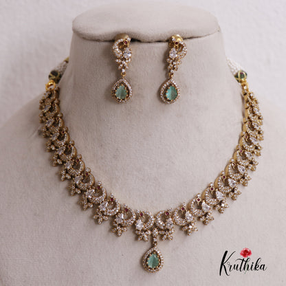 Dreamy Peacock AD Victorian Necklace NC2519 (Available In 5 Colours)
