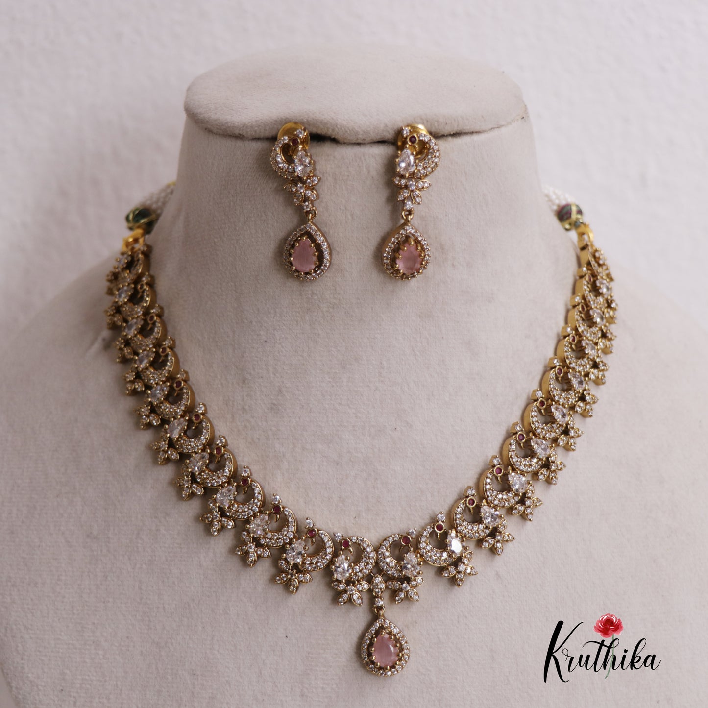 Dreamy Peacock AD Victorian Necklace NC2519 (Available In 5 Colours)