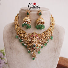 Grand Traditional Temple Lakshmi and Peacock Design Jadau Necklace NC2016 (Available in 2 Colours Beads)