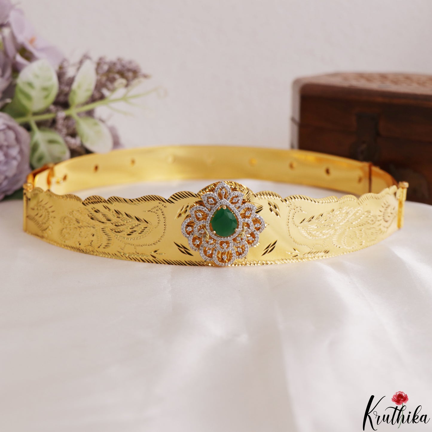 Stunning Teardrop Motifs CZ Kids Hip Belt V385 (Size Adjustable - 20 to 32)|(Available In 2 Colors)