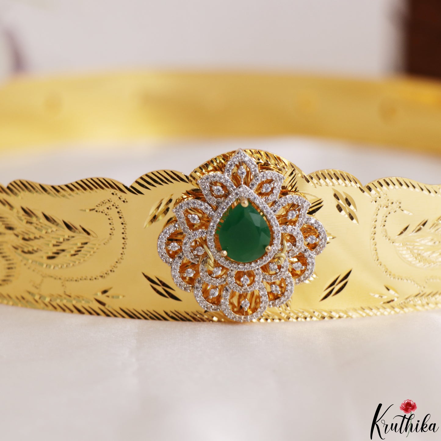Stunning Teardrop Motifs CZ Kids Hip Belt V385 (Size Adjustable - 20 to 32)|(Available In 2 Colors)