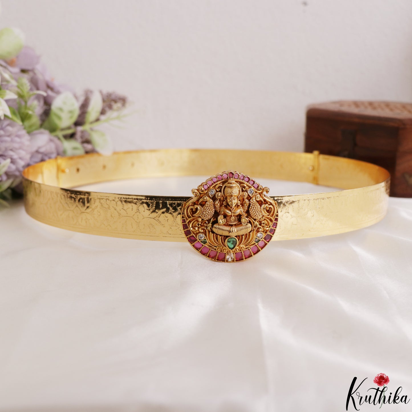 Traditional Antique Lakshmi Peacock Motifs Kemp Hip Belt V386
