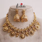 Elegant Lakshmi with Peacock Design Coin Jadau Necklace Set NC2035