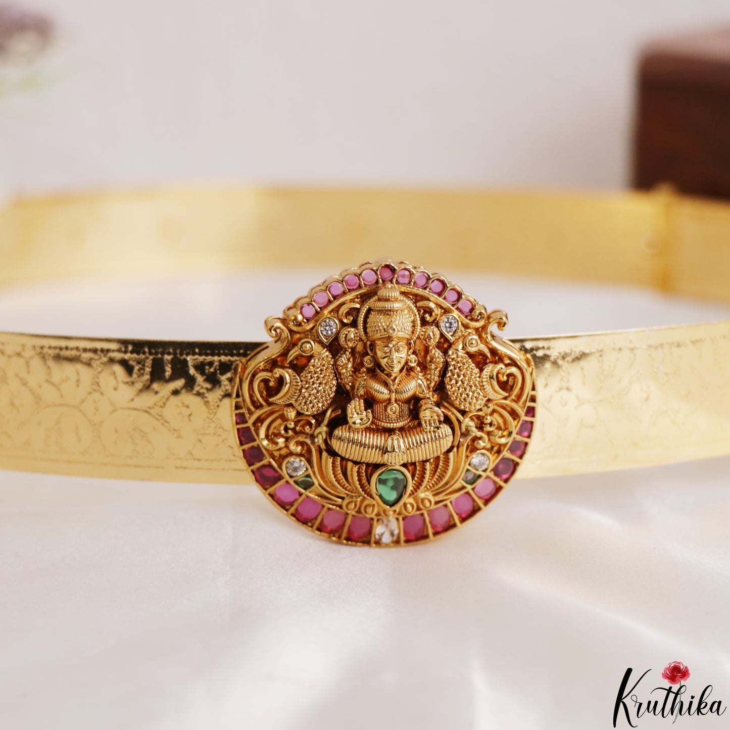 Traditional Antique Lakshmi Peacock Motifs Kemp Hip Belt V386
