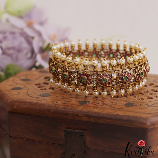 Gorgeous Floral  Motifs Kemp Openable Single Kada Bangle B555