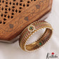Premium Floral Motifs Pearl Border Jadau Openable Single Kada Bangle B556