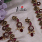 Beautiful AD Floral Haram with Beads Drops LH1981 (Available in 3 Colours)