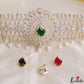Sparkling Teardrop Motifs CZ Hip Belt With Interchangeable Stones V388