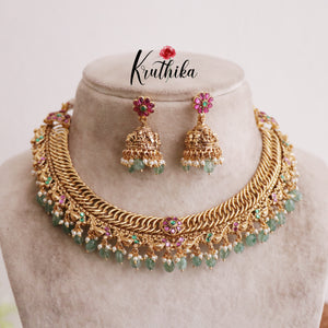 Beautiful No-Idol Jadau Floral Jalebi style Necklace NC2049