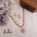 Elegant Flower Design Violet Spark Diamond Necklace NC2073