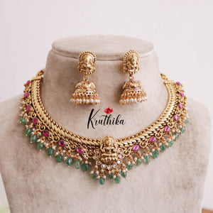Beautiful Temple Lakshmi Jadau Floral Jalebi style Necklace NC2052