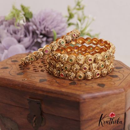 Beautiful Antique Floral Motifs Bangles B436 (Set of 4 Bangles)
