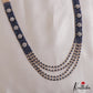 Sparkling Multi Layered Crystal & Pearl Haaram With Floral Accents LH2127 (Available In 7 Colors)