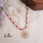Elegant Flower Design Red Zircon Spark Diamond Set NC2073