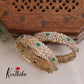 Beautiful AD Floral Emerlad Victorian Bangles B304 (Set of 2 Bangles)