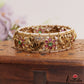 Classic Floral Peacock Motifs Pearl Border Kemp Openable Single Kada Bangle B558