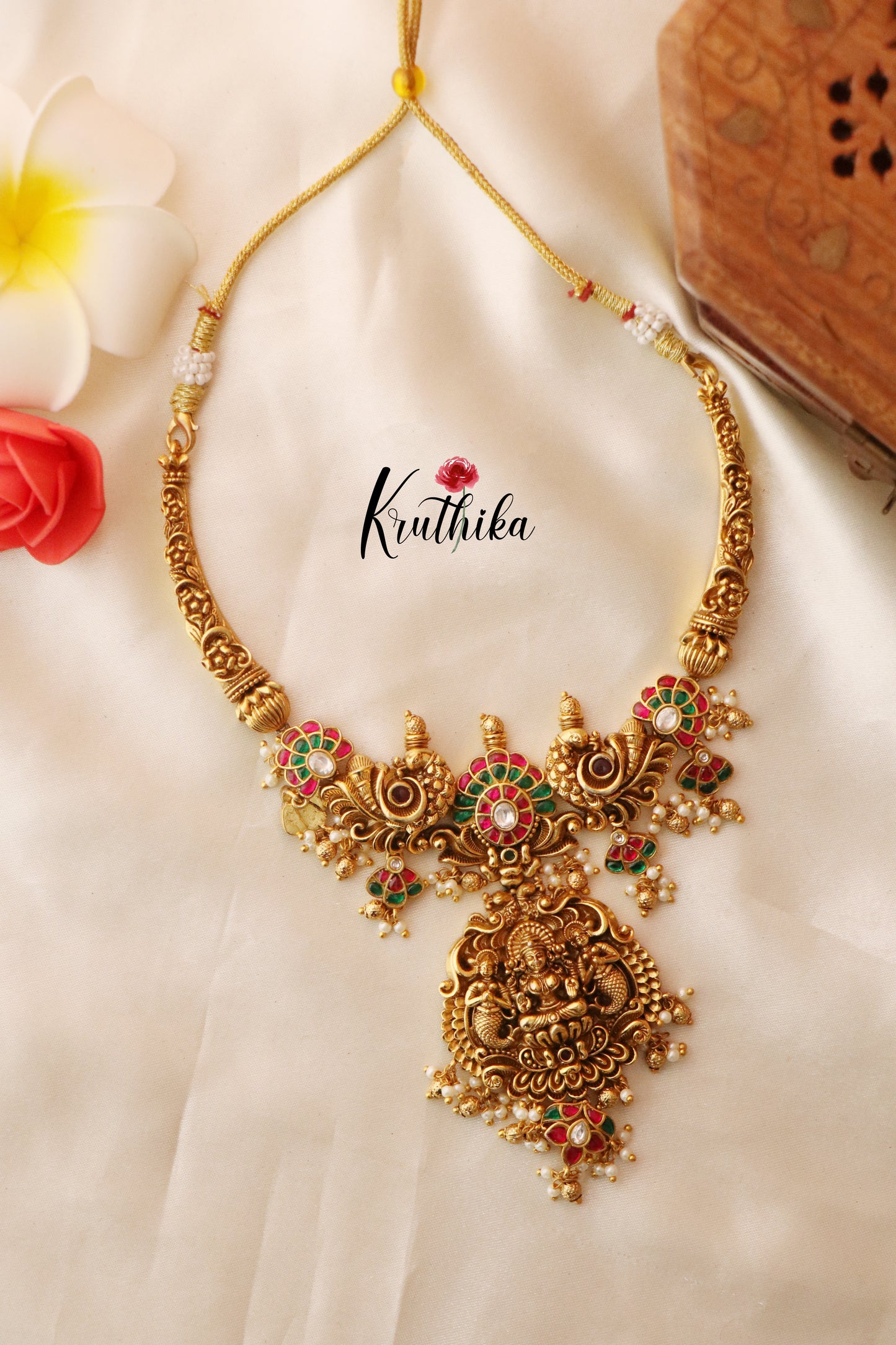 Premium Lakshmi Devi Jadau pipe necklace NC748