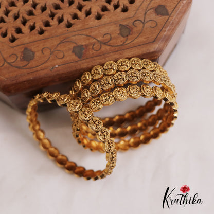 Beautiful Antique Coin Lakshmi Motifs Bangles B456 (Set of 4 Bangles)