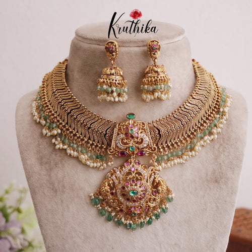 Premium Gold Plated Peacock Design Bridal Necklace NC2051