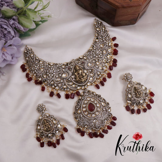 Classic Antique Victorian Kundan Lakshmi Peacock Necklace NC2364