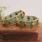 Premium Jadau stones pastel beads peacock bangles B600