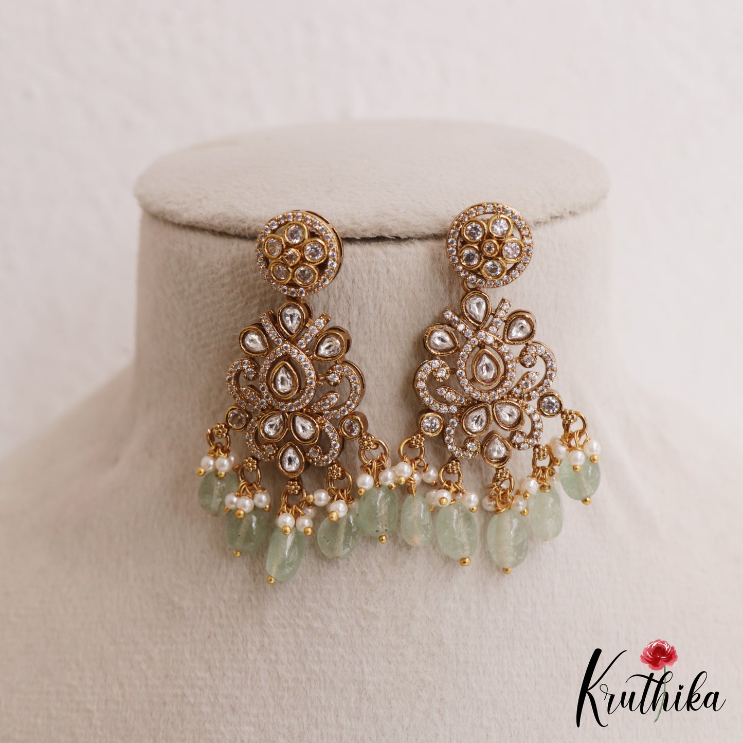 Stunning Lord Balaji Motifs Polki CZ Victorian Choker And Haaram Set NC3080