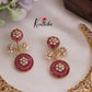 Beautiful AD Ruby Hasli Necklace with Floral Pendant Drop NC2396