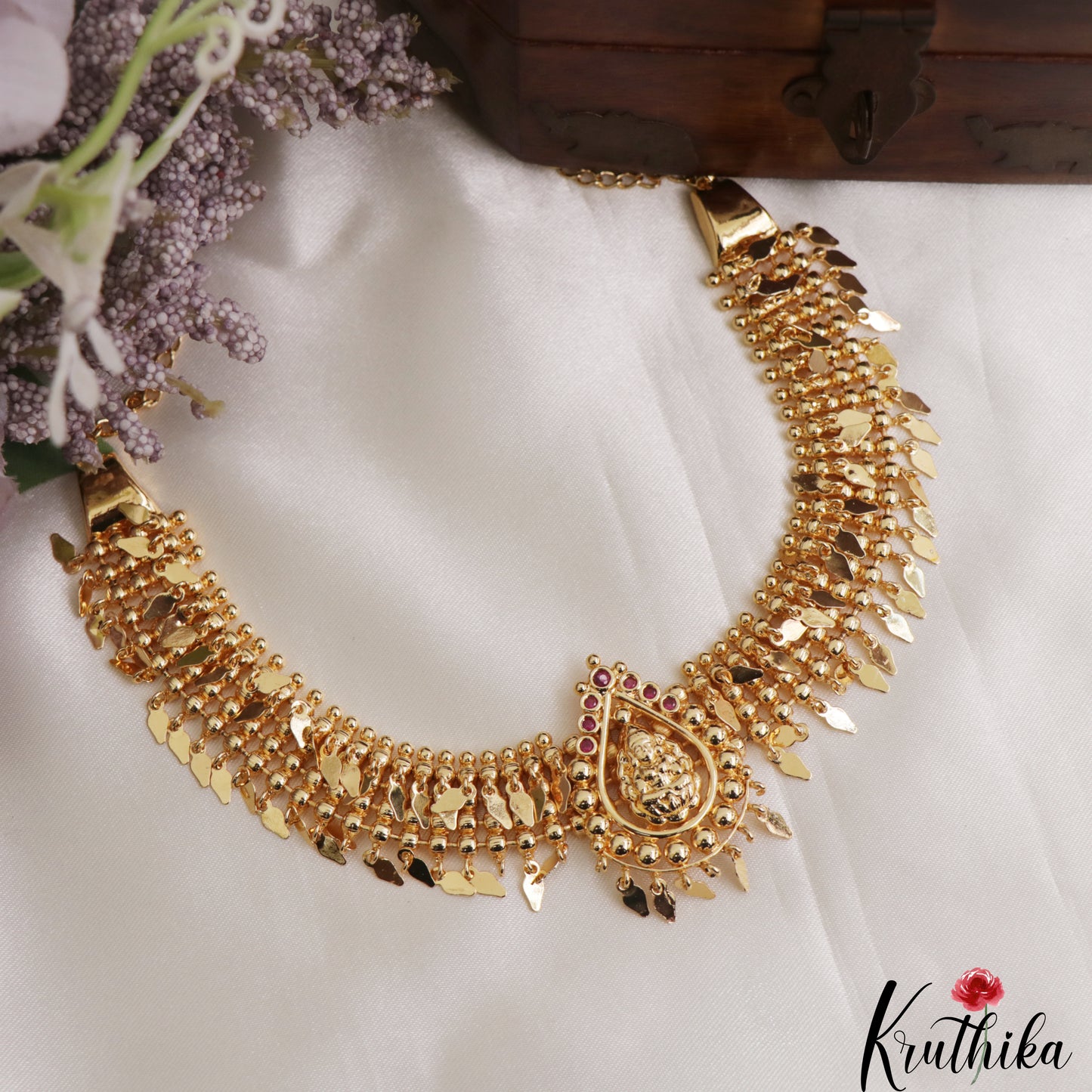 Classic Gold-Tone Lakshmi Motifs Necklace NC3087