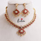 Beautiful Two-in-One Reversible Floral Kemp Necklace Set with Earrings NC2389