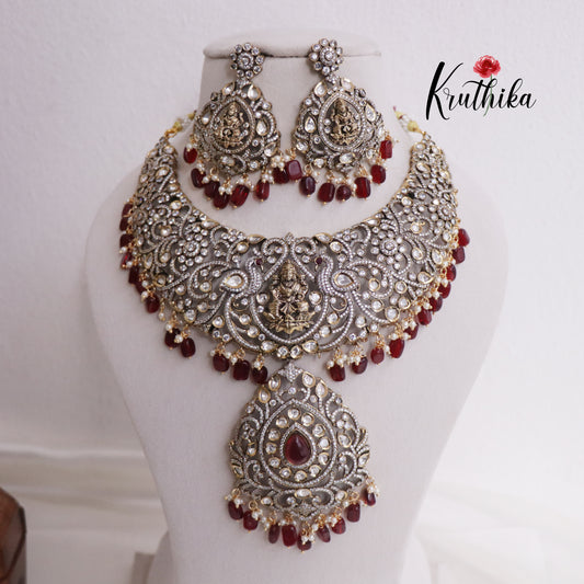 Classic Antique Victorian Kundan Lakshmi Peacock Necklace NC2364