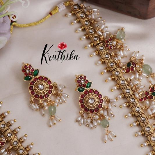 Premium Kemp Peacock Floral Guttapusalu Haaram LH1997